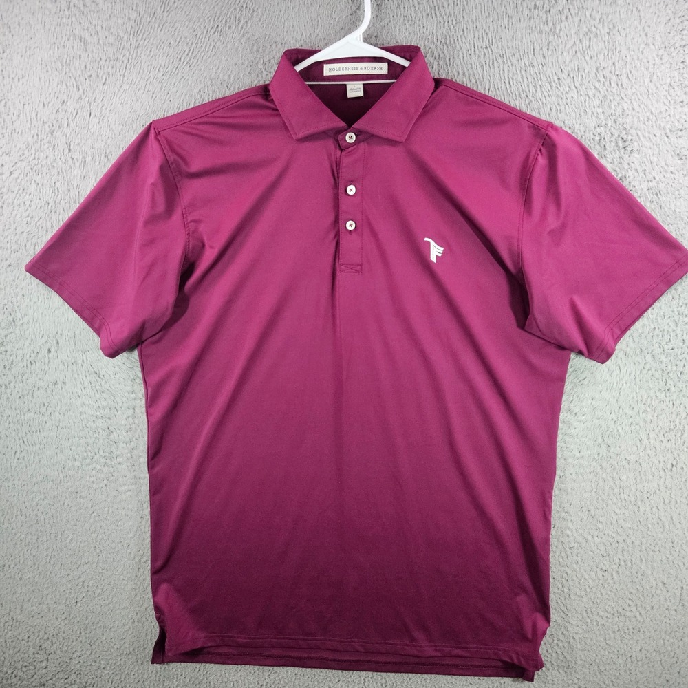 Holderness & Bourne Mens Tailored Fit Polo Shirt Bordeaux Purple Large Stretch
